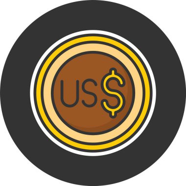 Tuvaluan Doları Sembol Web simgesi vektör illüstrasyonu