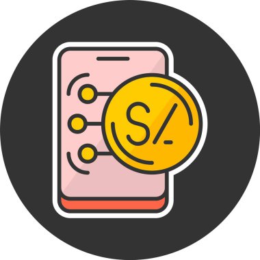 Peru Sol web simgesi vektör illüstrasyonu