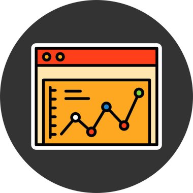 Düşen İstatistikler web sitesi ikon vektör illüstrasyonu