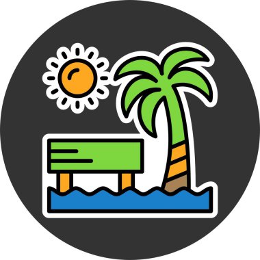 Plaj konseri web simgesi vektör illüstrasyonu