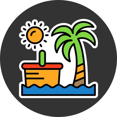 Plaj pikniği ikonu vektör illüstrasyonu