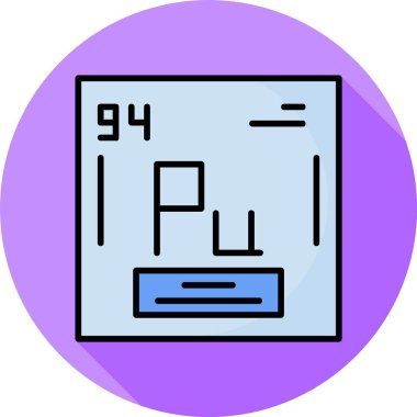 Plütonyum element simgesi kare resimleme