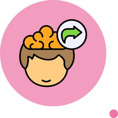 Çizgi film başı yeşil oklu beyni gösteriyor