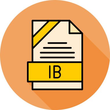 Renkli arkaplan ve vektör illüstrasyonunda IB dosya biçimi simgesi 