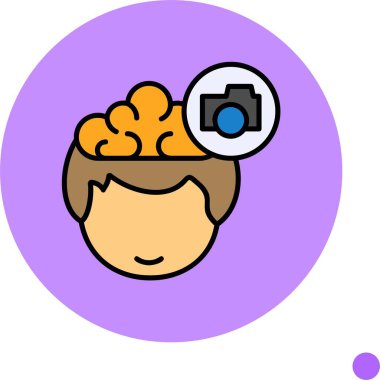 Çizgi film başı beyin ve kamera simgesini gösteriyor