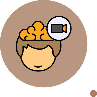 Beyin ve video simgesini gösteren çizgi film başlığı