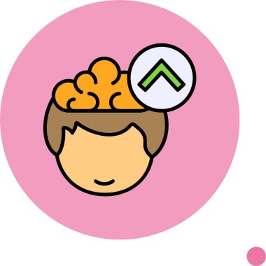 Çizgi film başı beyin geliştirme simgesini gösteriyor