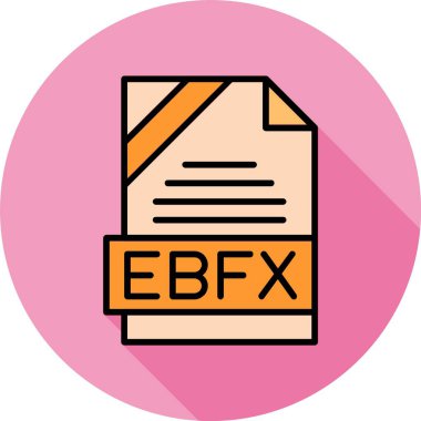 Renkli arkaplan üzerindeki EBFX dosya biçimi simgesi, vektör illüstrasyonu 