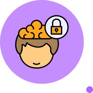 Karikatür başı güvenlik kilidi sembollü beyni gösteriyor