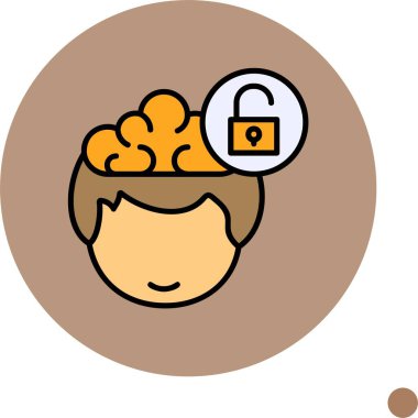 Çizgi film başı simgeyi açan beyni gösteriyor