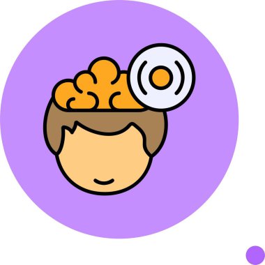 Mor arka planda karikatür beyin ameliyatı çizimi