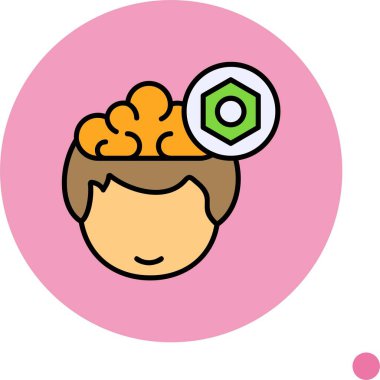 Beyin ve dişli sembolü gösteren çizgi film başlığı