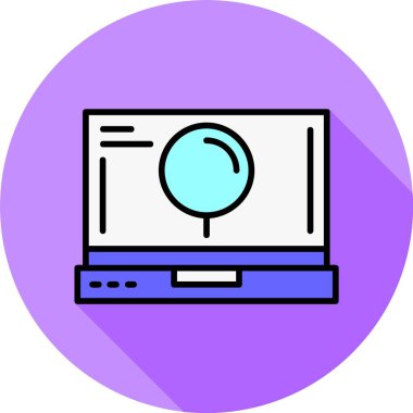 Dizüstü bilgisayar ekranında arama simgesi, vektör illüstrasyonu   