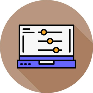 Dizüstü bilgisayardaki ayar simgesi, vektör illüstrasyonu   