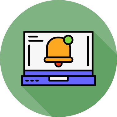 Bildirim simgesi dizüstü bilgisayarda, vektör illüstrasyonunda   