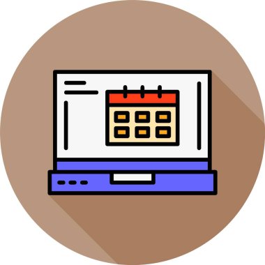 Modern biçim ve takvim resmine sahip basit ana hatlı simge