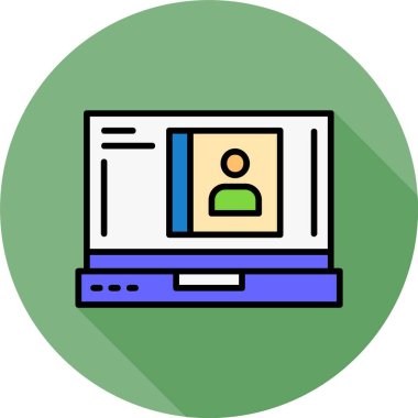 Laptop ekranındaki kişi simgesi, vektör illüstrasyonuName   
