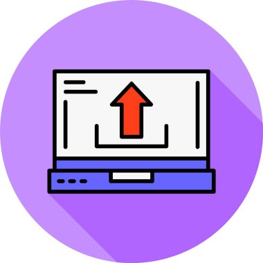 Simgeyi dizüstü bilgisayar ekranına yükle, vektör illüstrasyonu   