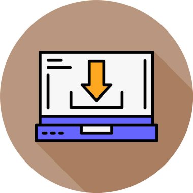 Dizüstü bilgisayar ekranına simge indir, vektör illüstrasyonu   