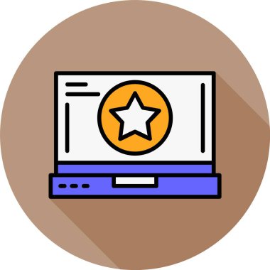 Dizüstü bilgisayarda yıldız simgesi, vektör illüstrasyonu   