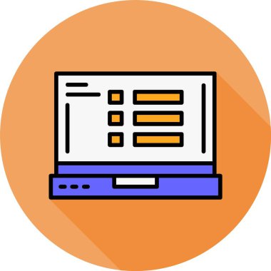 Dizüstü bilgisayarda menü simgesi, vektör illüstrasyonu   