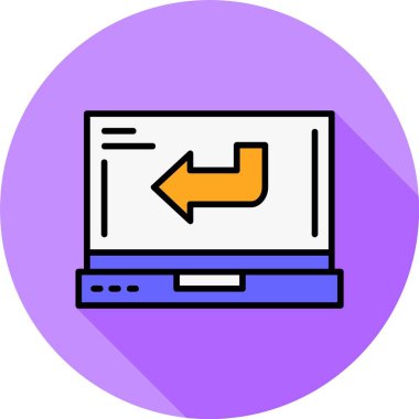 Dizüstü bilgisayarda geri simge, vektör illüstrasyonu   