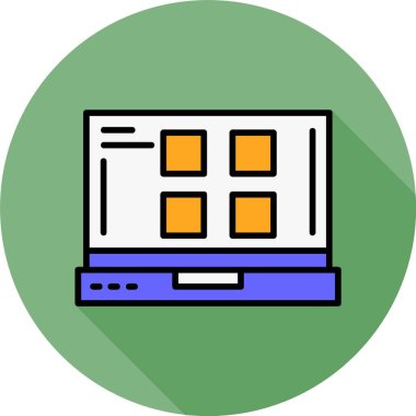 Dizüstü bilgisayarda menü simgesi, vektör illüstrasyonu   