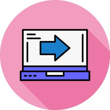 Dizüstü bilgisayarda ok simgesi, vektör illüstrasyonu   