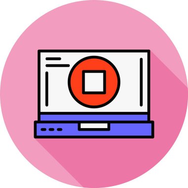 Dizüstü bilgisayardaki simgeyi durdur, vektör illüstrasyonuName   