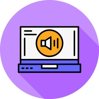 Dizüstü bilgisayardaki ses simgesi, vektör illüstrasyonu   