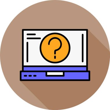 Dizüstü bilgisayar ekranında yardım simgesi, vektör illüstrasyonu   