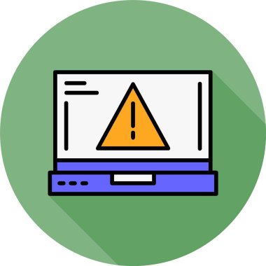 Dizüstü bilgisayar ekranında hata simgesi, vektör illüstrasyonu   