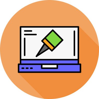 Dizüstü bilgisayardaki simge simgesi, vektör illüstrasyonu   