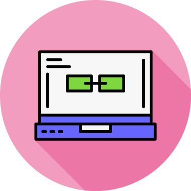 Dizüstü bilgisayarda bağlantı simgesi, vektör illüstrasyonu   