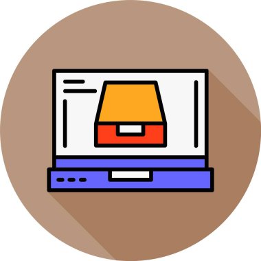 Dizüstü bilgisayar ekranındaki simgeyi arşivle, vektör illüstrasyonu   