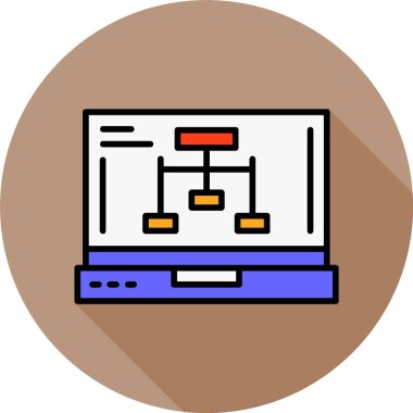 Laptop ekranında ağ simgesi, vektör illüstrasyonu   