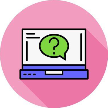 Laptop ekranında soru simgesi, vektör illüstrasyonu   