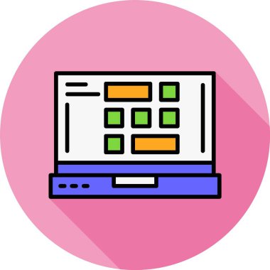 Dizüstü bilgisayar ekranındaki ızgara simgesi, vektör illüstrasyonu   