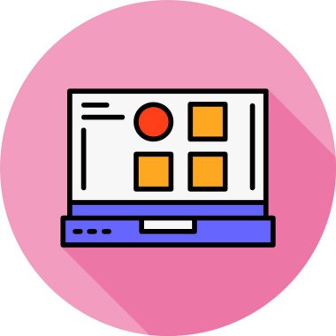 Dizüstü bilgisayardaki kategori simgesi, vektör illüstrasyonu   