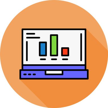Dizüstü bilgisayardaki grafik simgesi, vektör illüstrasyonu   