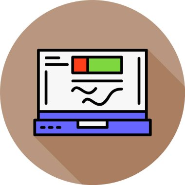 Laptop ekranında analitik simge, vektör illüstrasyonu   