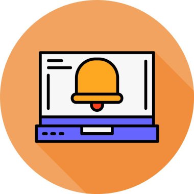 Dizüstü bilgisayarda çan simgesi, vektör illüstrasyonu   