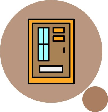 Renkli arkaplan üzerindeki arka kapı simgesi, vektör illüstrasyonu 