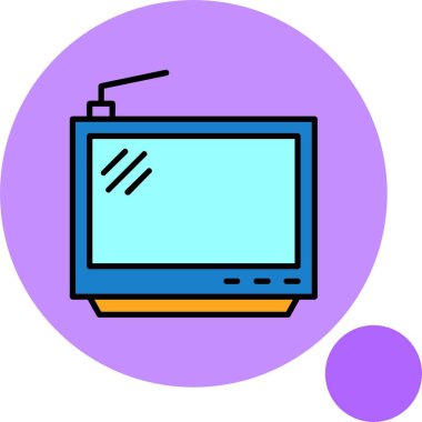 Renkli arkaplanda televizyon simgesi, vektör illüstrasyonu 