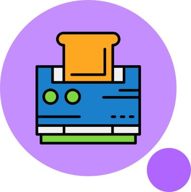 Renkli arkaplanda tost makinesi simgesi, vektör illüstrasyonu 