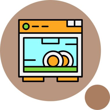 Renkli arkaplanda bulaşıkçı simgesi, vektör illüstrasyonu 