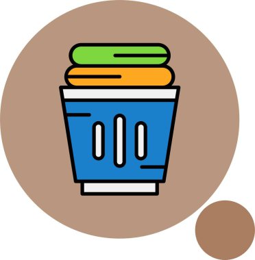 Renkli arkaplanda çamaşır sepeti simgesi, vektör illüstrasyonu 