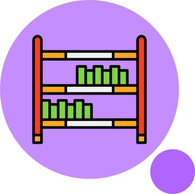 Renkli arkaplanda kitaplık simgesi, vektör illüstrasyonu 