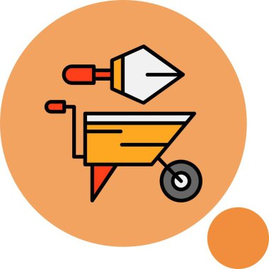 Renkli arkaplan üzerindeki bahçe araçları simgesi, vektör illüstrasyonu 