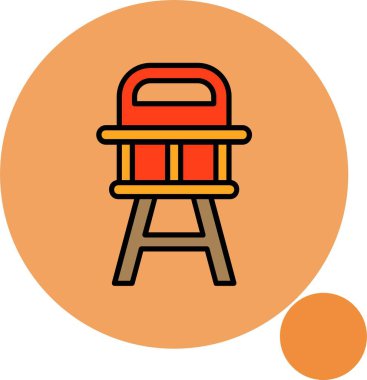 Renkli arkaplanda yüksek sandalye simgesi, vektör illüstrasyonu 